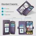 DJBEAR for iPhone 17 Pro Max 6.9" Wallet Case for Men & Women, All-in-One Flip Folio Cover with 9 Card Slots, Zipper Pocket, Detachable Wrist Strap, Full Body Protection for Apple 17ProMax Dark Purple