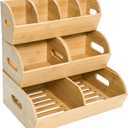 Onion Storage, Potato Storage, Potato and Onion Storage Bin, 3 Tier Stackable Bamboo Storage Bins, Pantry Storage Bins, Ventilated Potato Storage Bin, Slide Out for Vegetable, Pantry, Fruit