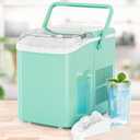 Ice Makers Countertop, Portable Ice Machine with Handle, 6 Mins 9 Bullet Ice Cubes with Basket and Scoop, 26lbs in 24Hrs, Auto-Cleaning, for Home, Kitchen, RV, Camping, Green