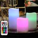 yucanucax Remote Control flameless LED Candle Light, Outdoor/Indoor Color Changing Plastic Candle, Set of 3 use 3AAA Battery……