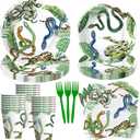 Snake Birthday Party Supplies, Jungle Swamp Camping Wilderness Reptile Theme Snake Party Decorations Tableware - Paper Plate, Napkin, Fork, Tablecloth | Serves 24 (1)