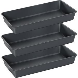 3PCS Large Plastic Drawer Organizer, 12" X 6" Desk Drawer Organizer and Storage Trays, Large-size Storage Bins, Organization and Storage Container for Makeup Vanity, Kitchen Utensil, Office, Bathroom