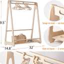 Kids Clothing Rack with 6 Hangers - Wooden Montessori Toddler Clothes Rack