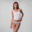 Calvin Klein womens Carousel Logo Cotton Stretch Thong Panties, Multipack (Black, L)