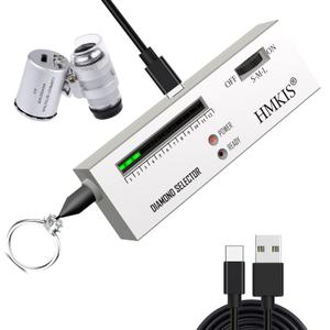 HMKIS Diamond Tester Pen, Professional Jewelry Diamond Tester with 60X Jewelry Loupe Magnifier, Diamond Selector for Novice and Expert (Non-Rechargeable) (White Grey)