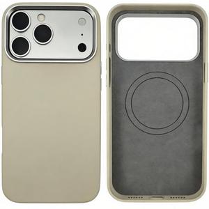 Leather Phone Case for iPhone 17 Pro Max, Magnetic Attraction, Camera Protection, Fingerprint Resistant (Beige)