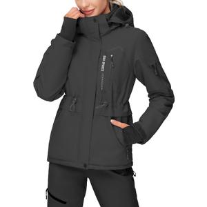 IUGA Waterproof Ski Jacket Women Warm Outdoor Winter Jackets Windproof Snowboard Winter Coats for Mountain Hiking (Small, Black)