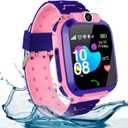 DDD 2G Kids Smart Watch GPS Tracker, SIM Card for Calls, 7-Day Battery IP67 Waterproof SOS Call - No Game Distraction - Birthday Gift for Girls Boys (Pink)