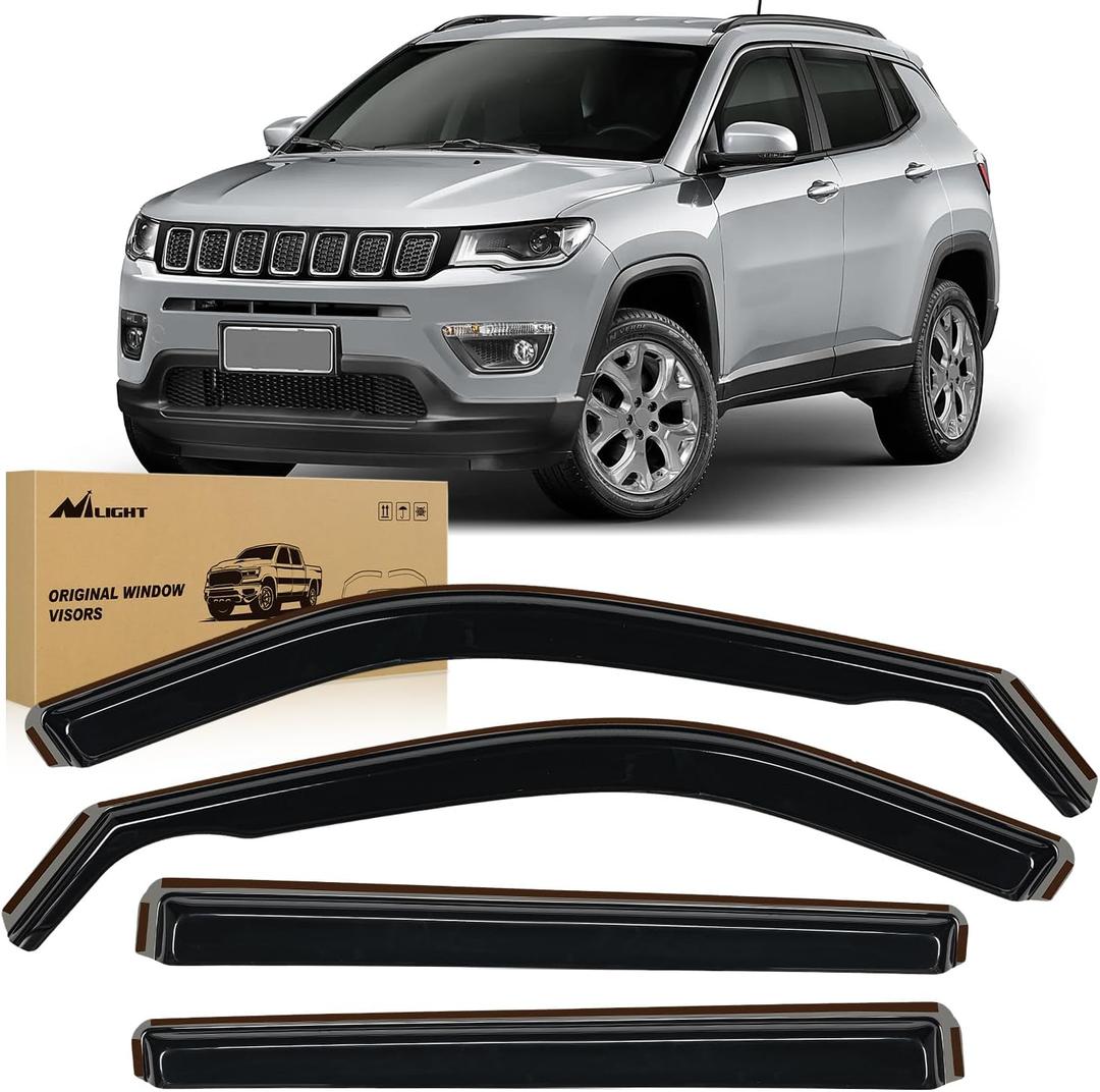 Nilight Vent Window Visors for Jeep Compass 2017 2018 2019 2020 2021 2022 2023 2024, in-Channel Rain Guards, Original Window Deflectors-4PCS (Compass 2017-2024)