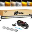 Auxbeam 50 Inch LED Light Bar, 288W Curved Amber White Strobe Lights, 6 Modes Spot Flood Combo Beam Fog Memory Reset Function Driving Light with Wiring Harness Kit for Car Jeep Off Road SUV UTV ATV