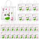 Sweetude 24 Pieces Golf Gift Goodie Bags with Handles 8x8x3.15 Inch Pink and Green PVC Golf Theme Party Favor Clear Treat Bags Bulk for Sports Party Competition Team Birthday Gifts