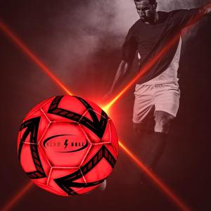 Glow in The Dark Soccer Ball, Size 5, LED Light Up, Indoor/Outdoor, PVC, Red/Black. Great Gift Idea. Durable All Surface Soccer Ball.