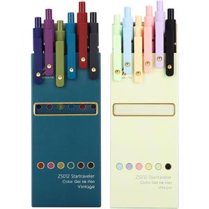 Ddaowanx Colorful Gel Pens, 0.5mm Fine Point Retractable,Colored Pens for Journaling and Sketching, Teacher Must Haves,Teacher School Supplies, Gifts for Nurse (12Pcs-Aesthetic+Vintage Colors)