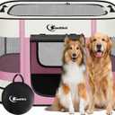 Dog Playpen,Cat Pet Puppy Pen,Portable Playpens for Dogs Indoor Outdoor Travel Camping Use,Foldable Dog Kennel Tent Crate for Rabbit Small Animals with Carrying Case (Pink, Large)