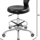 Rolling Stool Task Chair Drafting Adjustable with Wheels and Backrest Heavy Duty for Office Kitchen Medical Dentist Shop Lab and Home(with Footrest)