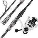 Sougayilang Fishing Rod and Reel Combo, Stainless Steel Guides Fishing Pole with Spinning Reel Combo for Bass Fishing (5'10''-2000, White)