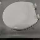 Mayfair Linden Slow Close Toilet Seat, Non Slip Heavy Duty Wood, Easy Install, Round, White