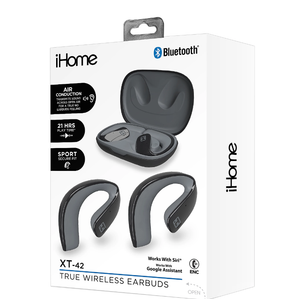 Bytech iHome XT-42 True Wireless Bluetooth In-Ear Earbuds, Black, HMAUBE238BK