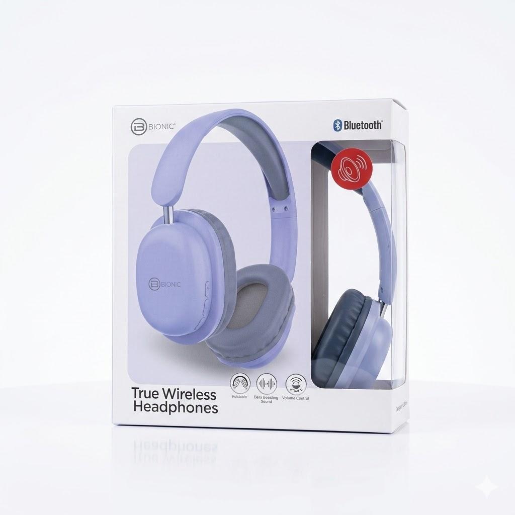 BICONIC brand Bluetooth True Wireless Headphones, light blue color