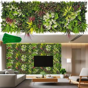 ODTORY Artificial 3D Greenery Wall, 60"x20" Privacy Backdrop Screen | UV-Anti, Faux Grass Ivy Boxwood Fence Panel, Fake Vine Leaves Hedge Cover, Indoor/Outdoor, Garden/Patio Decor