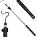 Clothes Hook Pole Heavy Duty, 36" to 65" Long Research Pole with Hook Sponge Long Handle Telescoping Pole Stainless Steel Tube S Hook Closet for Reaching Extending Rod Hang High Area Top