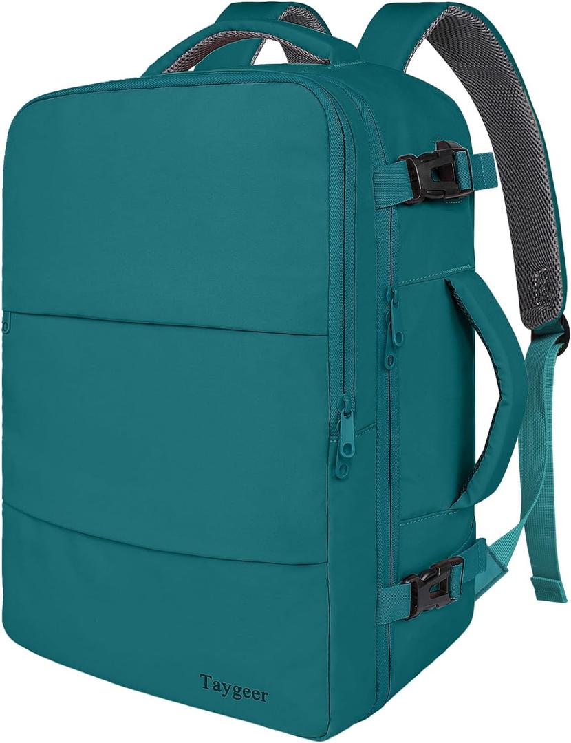 Taygeer Carry on Backpack for Men Women, Luggage Laptop Backpack for Airplane Travel with USB Charging Port, 35L Water Resistant Gym Weekender Bag for College Gift, Peacock Blue (Large, Peacockblue)