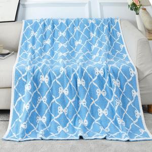 50" x 60" Bed Throw Blanket, Bow Pattern Throw Blanket for Home Decor and Gift, Microfiber Blanket Bow Blanket Plush Bedding, Soft Cozy Throw Blankets for Couch, Sofa