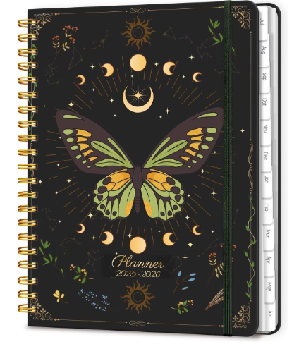 2026 Planner 8.5 x 11, Large Weekly and Monthly Planners with Tabs, A4 Spiral Bound Daily Calendar 2026 Planner, 12 Month Agenda Organizers from Jan. to Dec.(Black Bloss)