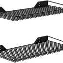 WALMANN 2 Pack Garage Wall Shelf, 23.5" x 12" Wall Mounted Storage Shelves for Garage, Closet, Laundry Room, Heavy Duty Wall Shelving, Holds Up to 65 Lbs(Black)