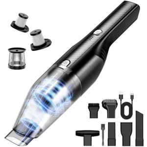 Handheld Vacuum Cordless -Car Vacuum Portable Cordless Cleaner with 11000Pa Powerful Suction,1.2lbs Lightweight, Type-C Charge, Multiple Accessories, Portable Hand Vacuum for Home, Pet and Car