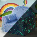 Toddler Sherpa Couch Chair, Cuddly Comfy Plush Reading Chair for Kids, Glow in The Dark Starry Sky Blue