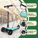 Besrey Kick Scooter for Kids Ages 3-10, 3-Wheel Folding Scooter with Adjustable Height, LED Light Wheels, Extra Wide Deck for Outdoor Activities