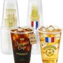 18 oz Champion Cup Salute To France, 2-Time World Soccer Champion, 24-Count Disposable Plastic Party Cups, National Flag Themed for Fan Event Decorations Game-Day Festival, ALLEZ LES BLEUS