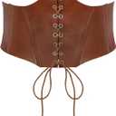 SUOSDEY Lace-up Cinch Bustiers Corset Belt for Women, Elastic Tie Waspie Wide Costume Waist Belt for Renaissance Halloween (Waist Size 45-49 inch)