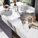 VEELIKE Luxurious Black White Gold Marble Contact Paper for Countertops Waterproof Peel and Stick Countertops 24''x118'' Thick Marble Wallpaper Self Adhesive Countertop Vinyl Wrap for Kitchen Bathroom