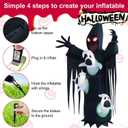 HZGDEJTG 8ft Harvester with Runaway Ghost on Chest Halloween Inflatable Outdoor Decoration, Yard Decorations with LED Lights for Outdoor Lawn, Garden, Home Holiday Party