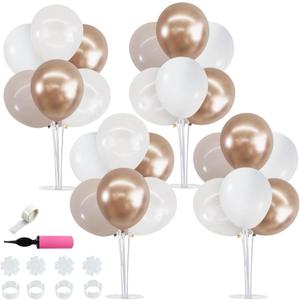 TONIFUL 4 Set Nude White Champagne Gold Balloon Stand Centerpiece Table Decorations for Baby Shower Wedding Engagement Bridal Shower Anniversary Mother's Day Birthday Party Decorations Housewarming