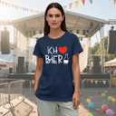 Oktoberfest Shirts for Women Ich Liebe Bier T-Shirts Casual German Oktoberfest Party Tee Tops (Blue, L)