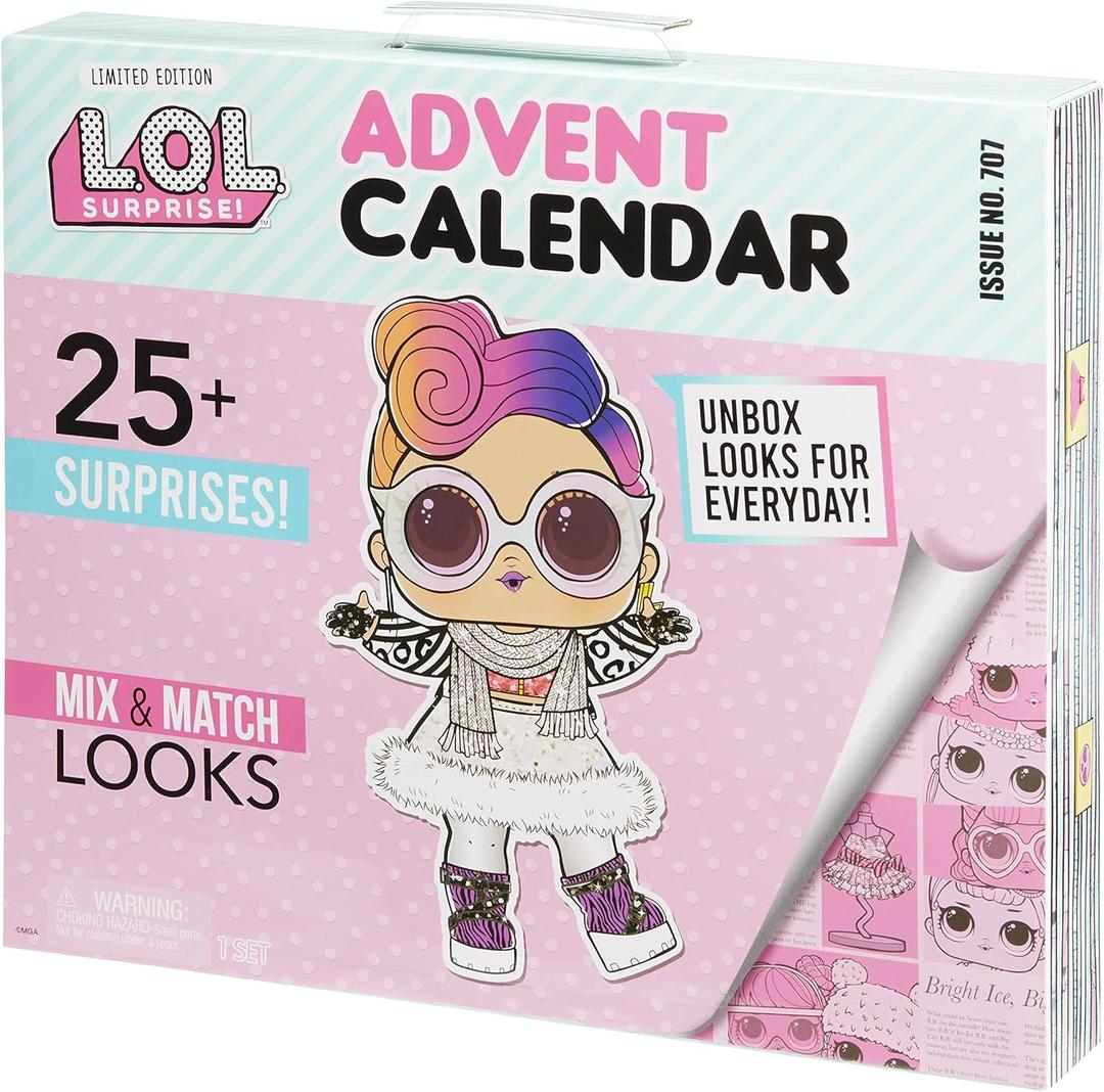 L.O.L. Surprise! Advent Calendar with 25+ Surprises Including a Collectible Doll with Mix and Match Outfits, Shoes, and Accessories - Great Holiday Gift for Kids