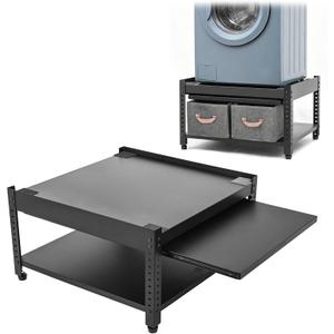 Washer and Dryer Pedestals, 28x28x16inch Universal Washing Machine Stand with Laundry Basket Shelf, Portable Storage Bag, Adjustable Feet and 4 Silicone Pads, 800LBS Capacity