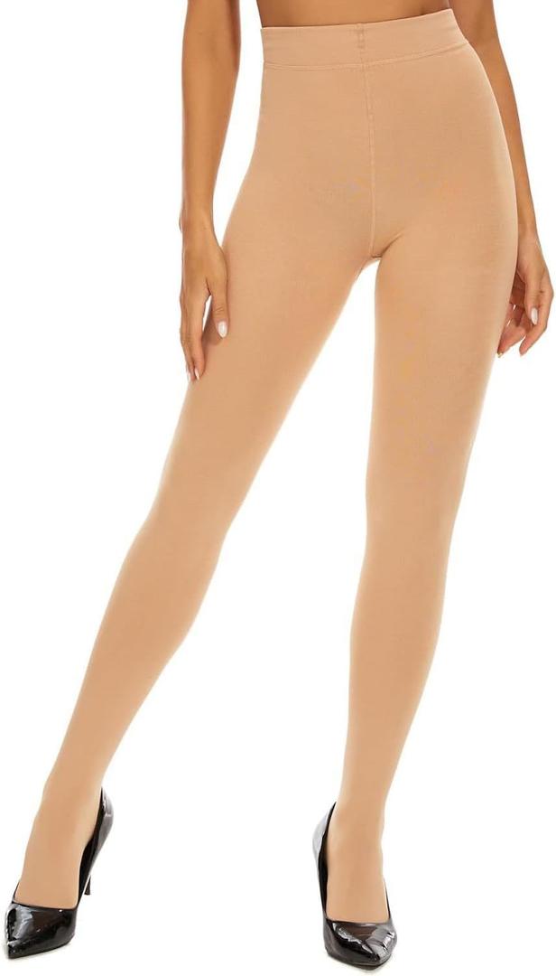 100D Women's Fleece Lined Tights Thermal Pantyhose Leggings Opaque Winter Warm Thick Stockings TightsBlack and skin tone (Clear)