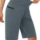 Women's 11" Long Swim Board Shorts - High Waisted Quick Dry Beach Swimming Shorts with Zipper Pocket Liner UPF50+ (Gray, XXXL)