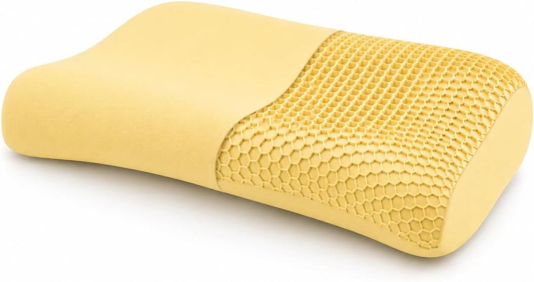 Pampkin Cervical Neck Pillow for Sleeping & Neck Pain Relief | Memory Foam Pillow with Cooling Gel | Dual Height Pillow for Side, Back & Stomach Sleepers