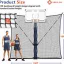 ORIENGEAR Basketball Rebounder Net 10x10 FT for Outdoor Hoops – Large Yard Guard Backstop Net, Universal Fit for Round & Square Poles, Foldable Storage Design with Carry Bag