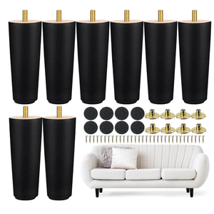 Maitys 8 Pcs 6 Inch Round Solid Wood Furniture Legs Furniture Wooden Replacement Chair Feet Dresser Sofa Couch Legs Table Cabinet Footstool DIY Projects for Home(Brown)