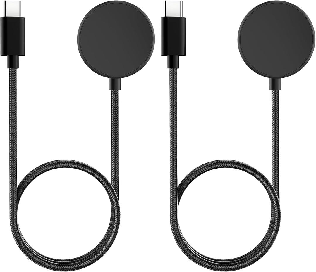USB C Charger for Samsung Galaxy Watch 7/6/6 Classic/5/5 Pro/4/4 Classic/3/Active 2, (2 Pack) Upgrade Nylon Galaxy Watch Charger Cable