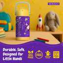2 x Kids Stainless Steel Insulated Water Bottle with Straw 12oz - Leak Proof Toddler Thermos Cup for School, BPA Free with Handle & Non-Slip Silicone Base, Dishwasher Safe, Cosmic Purple