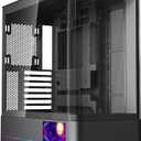 Jungle Leopard AC-02 Digital ATX PC Gaming Computer Case|5.5 Inch Integrated LCD Screen& App|Mid Tower Full View Dual Reinforced Glass Panel|Removable Side Panels|for Micro-ATX ITX (Black)