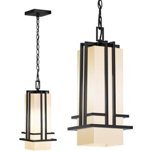 Outdoor Pendant Light Fixture - Aluminum Exterior Hanging Lantern, Outdoor Hanging Light with Black Adjustable Chain Outdoor Pendant Lights for Porch Patio (Max 50''H, 1 pc)