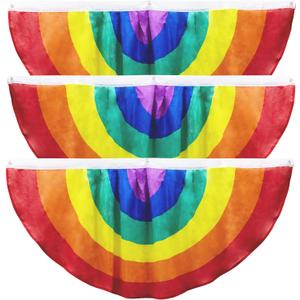 Iconikal 3-Pack Rainbow Flag Bunting, 4x2 Feet, 6-Color Pride Decor, Weather-Resistant